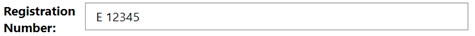 Screenshot of form showing text Registration Number: E 12345