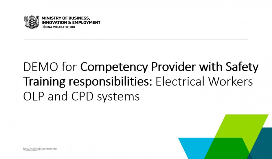 DEMO for Training Provider without Competency Provider responsibilities Electrical Workers OLP