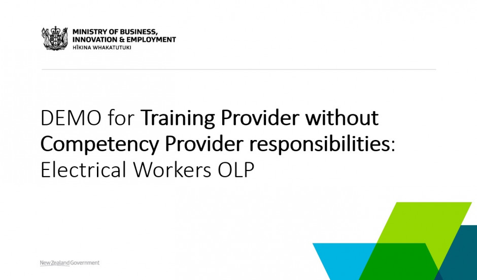 DEMO for Comp. Provider with Safety Training responsibilities EW OLP and CPD system