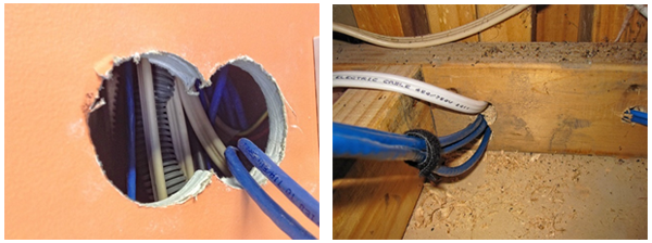 Images of examples of substandard or non-compliant installation practices.